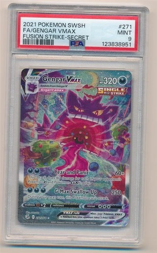 2021 POKEMON SWORD & SHIELD FUSION STRIKE SECRET FULL ART GENGAR VMAX #271 PSA 9