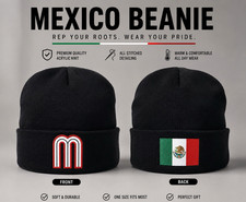 Mexico Beanie Embroidered /Black, Unisex One Size Fits Most, Fall/Winter