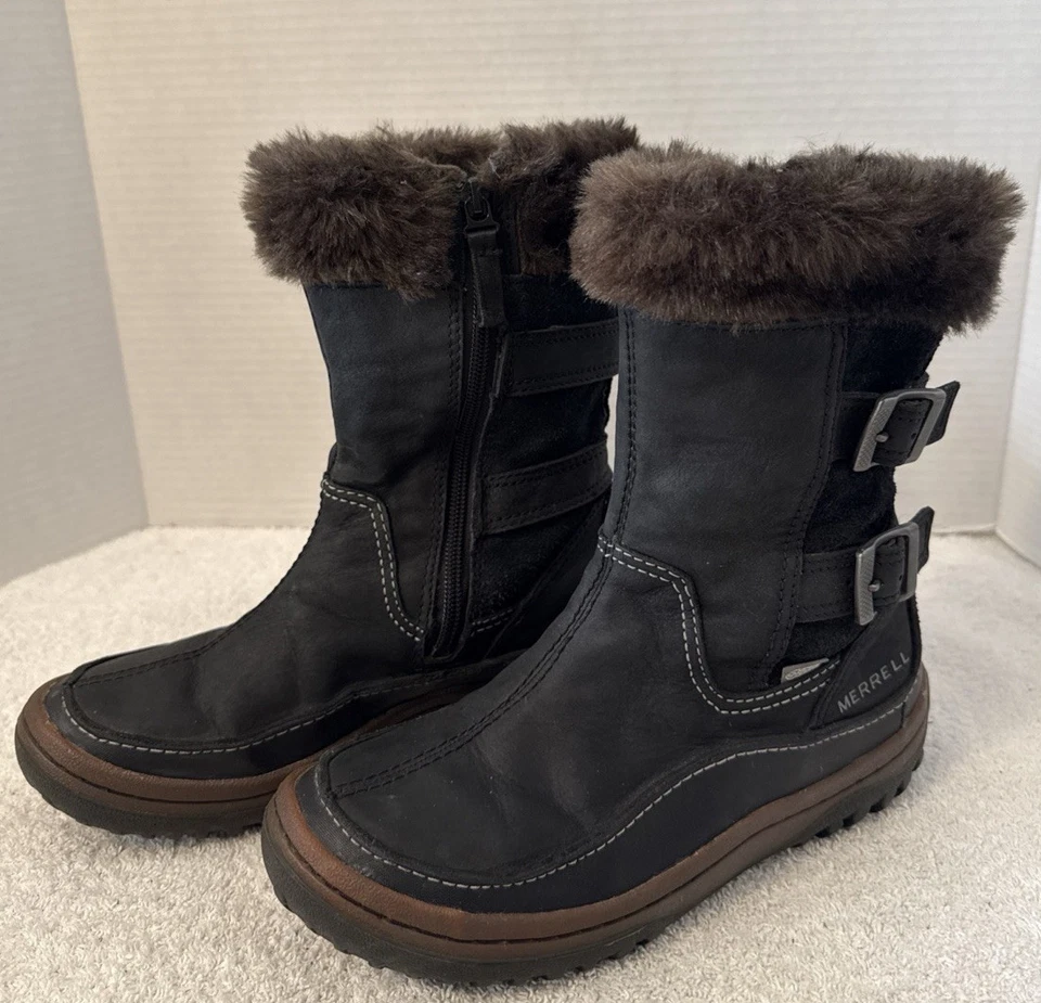 Botas al tobillo Merrell para mujer Decora Chant WTP aisladas forradas de piel con hebilla cremallera talla 6 Foto 3 de 4