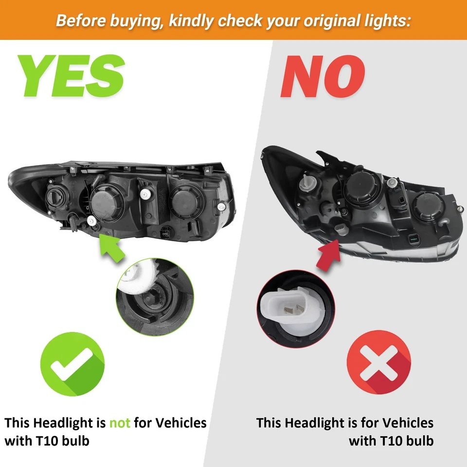 Pair Headlights For 2007-2012 Hyundai Santa Fe Halogen Black Headlamps - Изображение 2 из 4
