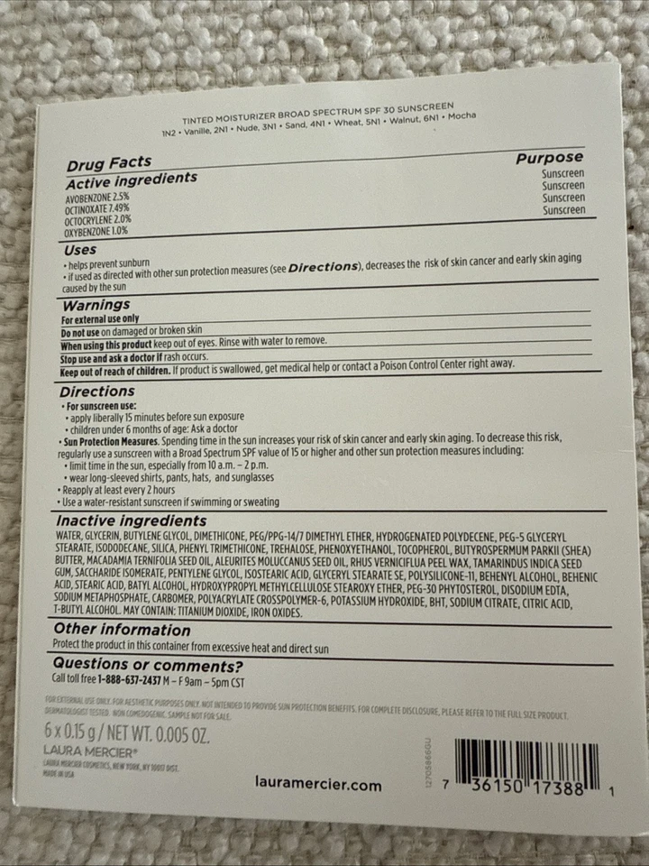 Laura Mercier Nueva Crema Hidratante Tintada Amplio Espectro FPS 30 Protector Solar **MUESTRA** Foto 4 de 4