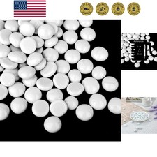 White Glass Flat Gemstone Vase Fillers 1 LB  Flat Aquarium Marble Beads  De...