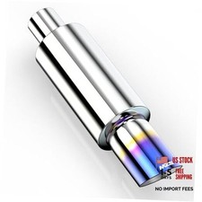 Exhaust Muffler Straight Through Stainless Steel 2 Intlet 3 Outlet Burnt