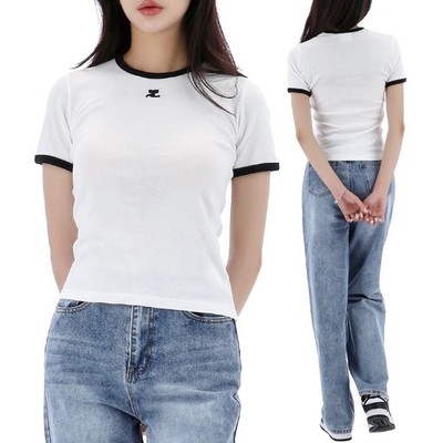 Courreges 26SS Kontrast Kurzarm T-Shirt HERITAGEWHITE 151677750
