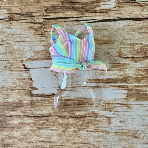 Barbie Fashionista Camicia Pastello Arcobaleno Tank Cravatta Frontale Righe Estive - Foto 3 di 4