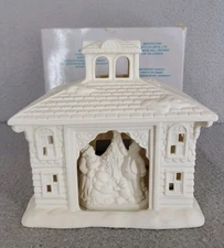 Vtg Partylite Victorian Manor Christmas Candle Tealight House in Bisque