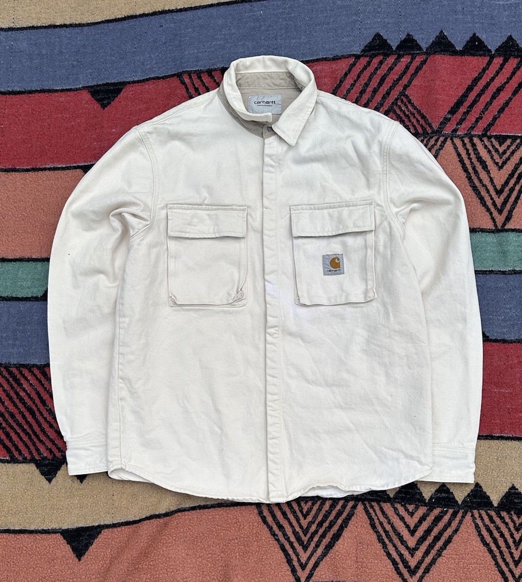CHAQUETA CAMISA CARHARTT WIP MONTEREY PIEDRA NATURAL LAVADA M NUEVA CON ETIQUETAS