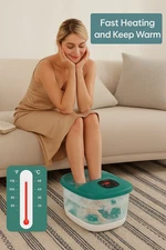 MaxKare Green Foot Spa Bath Massager w/ Heat, Bubbles, & Vibration, Soothe Feet
