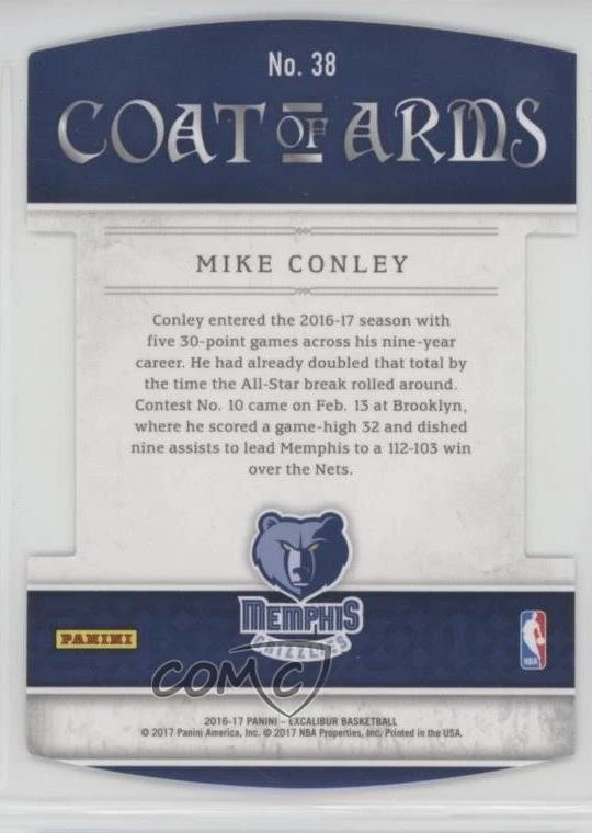 2016-17 Panini Excalibur Coat of Arms Blue /199 Mike Conley #38 - Image 2 of 2