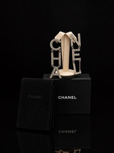 Authentic Vintage Chanel Gold Plated Crystal Drop Post Earrings/ Box & Bag
