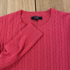 Alex Marie Cashmere Cable Knit Womens Fuchsia Pink Crew Neck Large