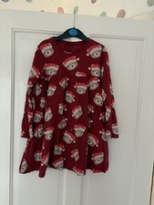 Girls NEXT christmas teddy bear santa hat dress festive skater dress 5-6 years