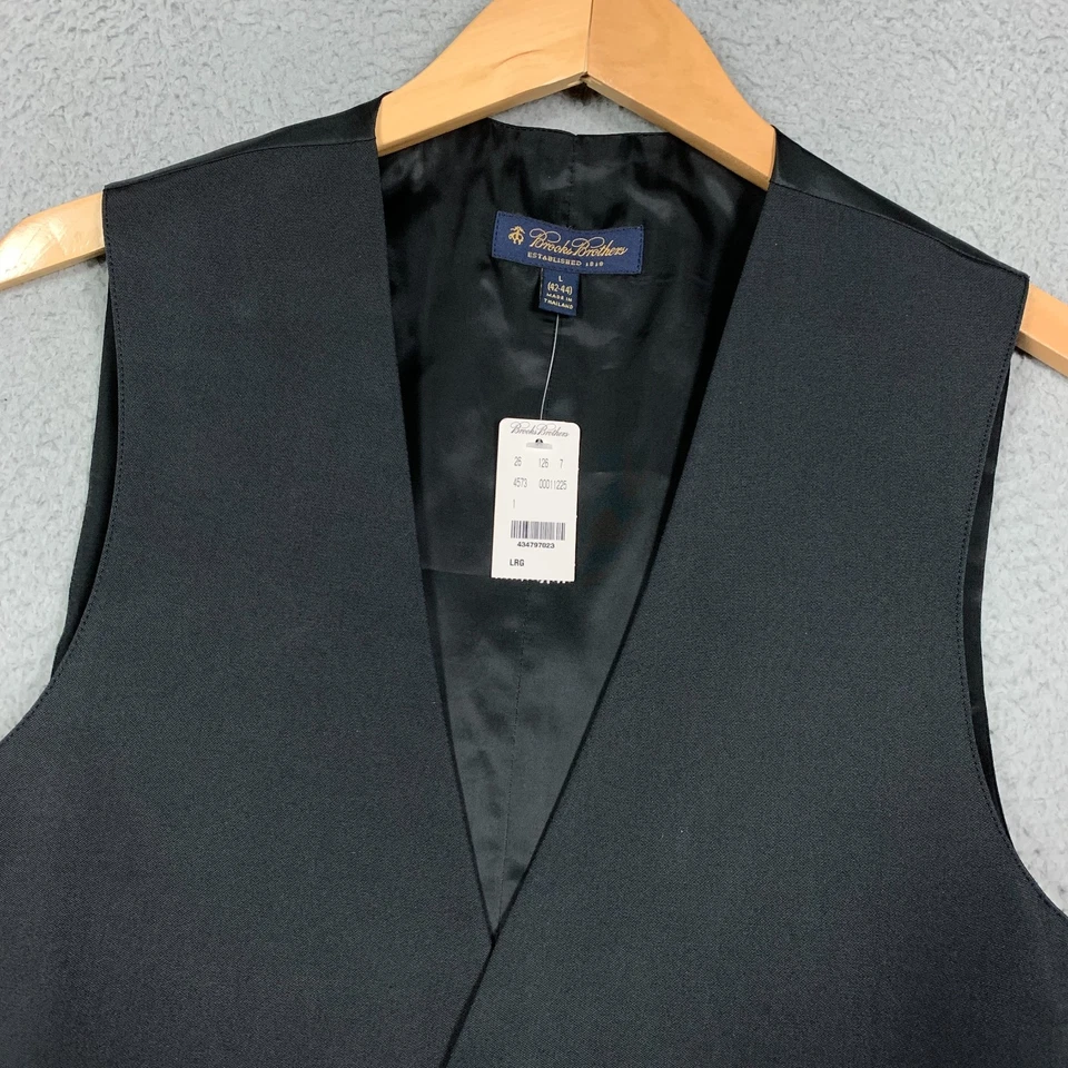 NUEVO CON ETIQUETAS Brooks Brothers Traje Chaleco Para Hombre L (42-44) Negro Seda Formal Esmoquin Chaleco Foto 2 de 4