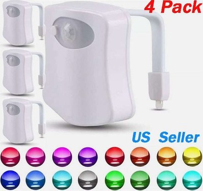 4Pack 16 Colors Toilet Light LED Inside Bowl Human Motion Sensor Night Light HOT