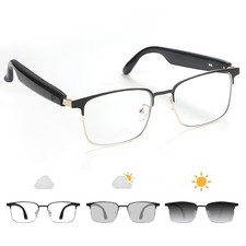 Smart Glasses Open Ear Bluetooth Sunglasses Photochromic Polarized Voice Assi...