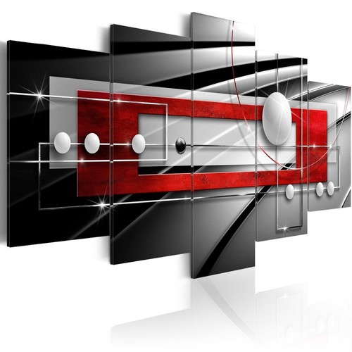 Abstract Wall Art Canvas Red and Black 5 Pieces for Bedroom Decor Modern Simp...