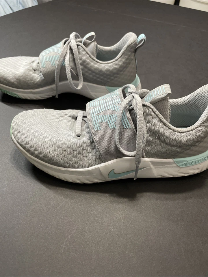 Women’s Nike Renew Shoes. Comfort Footbed. Size 8.5. Light Grey And Blue. - Image 2 of 4