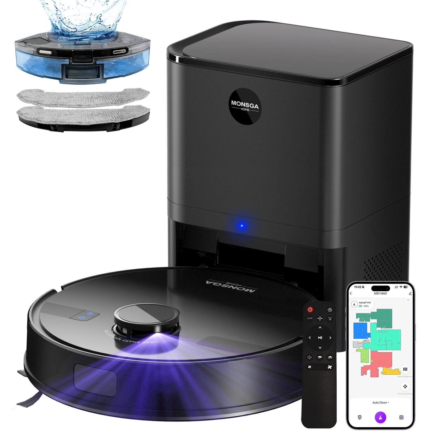 [SALE] MONSGA MS1MAX Robot Vacuum with Mop, 5000Pa Strong Suction, Lidar Navigat