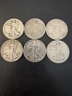 Lot of 6 - Walking Liberty Half Dollars 90% Silver - Variety of Dates #1