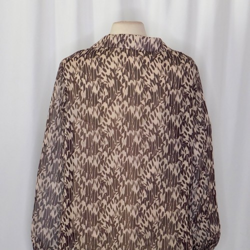 TED BAKER Bertei V Neck Ruffle Blouse Top Brown Abstract Size 6 US 14 - Picture 10 of 15