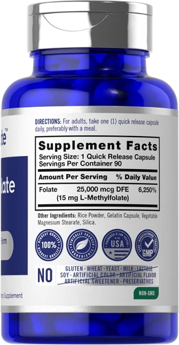 L Methylfolate 15mg | 90 Capsules | Max Potency | by Opti-Folate