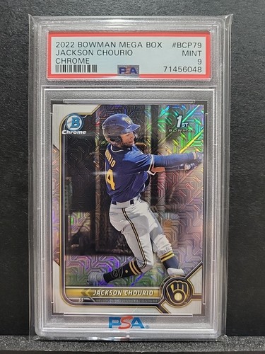2022 Bowman Mega Box Chrome Jackson Chourio Chrome 1st #BCP79 RC MOJO PSA 9 MINT - 第 1/2 張圖片