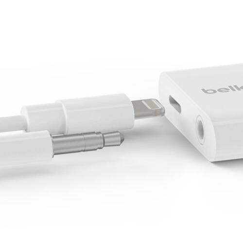 Belkin - Lightning to 3.5mm Audio Cable + Audio Charger Splitter - White - Picture 3 of 4