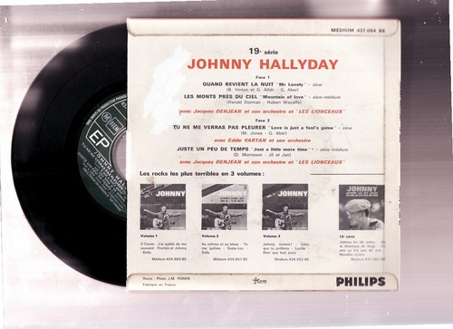 EP  JOHNNY HALLYDAY-QUAND REVIENT LA NUIT-Imp collombet-PHILIPS-FRENCH - Picture 2 of 2