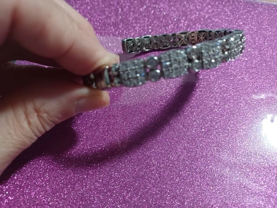 Brazalete brazalete QVC Affinity diamante circonita cúbica plata esterlina 925 regalo navideño Foto 3 de 4