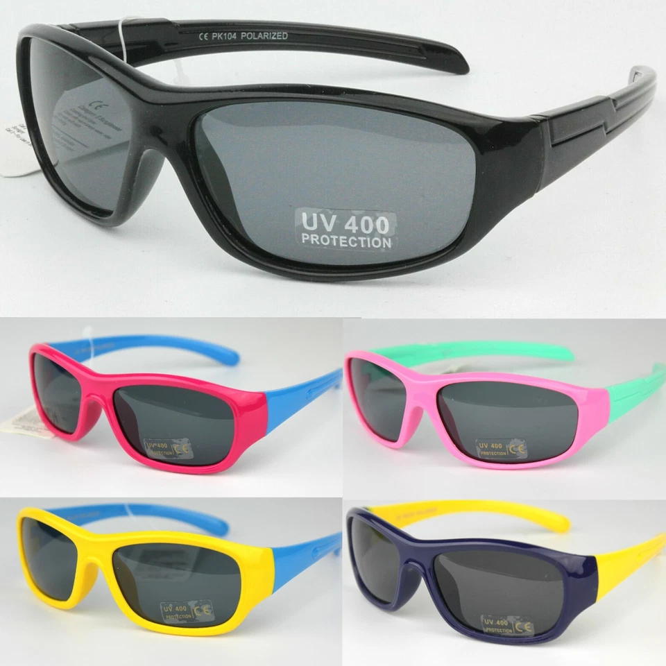 Kids Children Boys Sports Shield Light Flexible Polarised UV400 Lens Sunglasses - Image 1 of 1