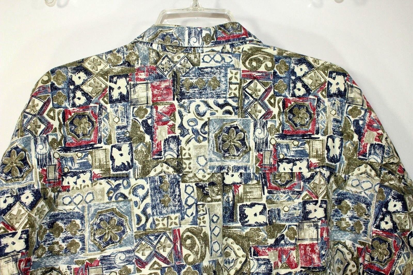 Vintage Hutspah Men's Button Up Multicolor Retro Geometric Shirt Large  FLAWS