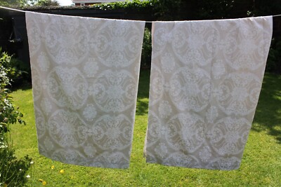 9855D Schöne Christy Beige & Weiß Jacquard Vorhänge 65 x 72'' Tropfen Jeder