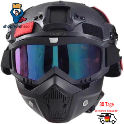 Taktischer Airsoft Helm Set mit NVG Halterung und verstellbarer Schutzbrille