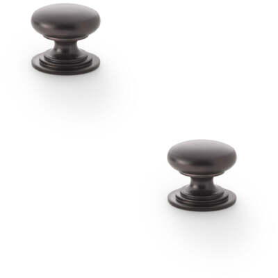 2er Pack Stufen Rund Türknauf Dunkelbronze 25 mm Klassisch Küche Ziehgriff
