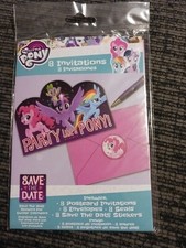 My Little Pony Eight Children's Birthday Invitations With Stickers And Envelopes