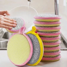 5/10pcs Reusable Double Side Sponge Dish Washing Scour Kitchen Cleaning Tools