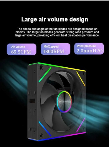Wireless Splicing Chassis Cooler Fan, 120x120x25mm Computer CPU Cooling Fan - 第 20/24 張圖片
