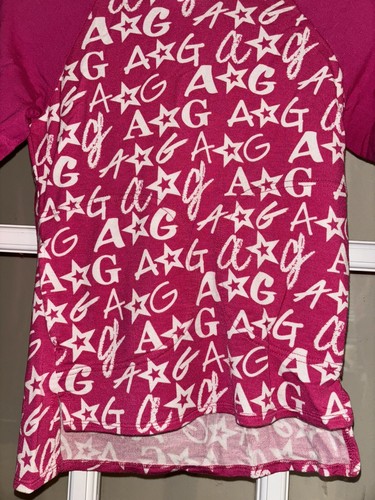 Girls Pink White Hoodie All Over American Girl Print Graphic sz SMALL - Picture 2 of 3