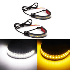 Whiteamber Switchback Led Fork Turn Signal Drl Light Strips For Motorcycle 2x