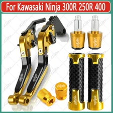Gold Handle Grips Cap Brake Clutch Levers Sets For Kawasaki Ninja 300R 250R 400