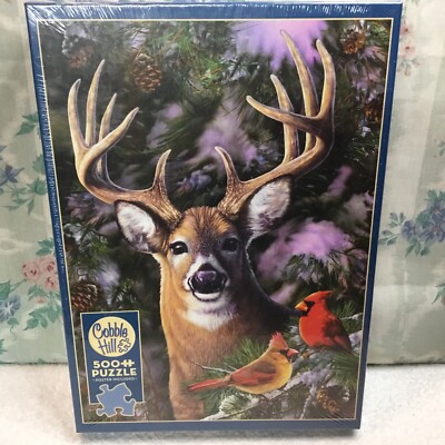 Cobble Hill One Deer Two Cardinals 500 Piece Puzzle #85014 Greg Company. Sealed