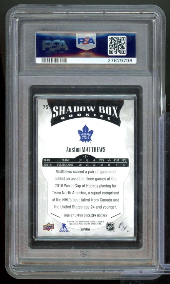 Auston Matthews Rookie Card 2016-17 SPx Shadow Box Rookies (pop 3) #75 PSA 9 - Image 2 of 2