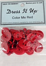 Dress It Up Color Me Red Buttons & Embellishment - Flat w/ Rhinestone Flower 098