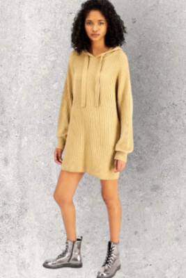 knitted dress and cardigan Tania Wishlist Sweater Dress and Cardigan Combo : Taupe/Cream – TeaElla main image 1