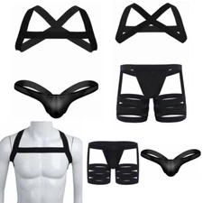 Men's Shoulder Chest Harness Belt with Briefs Underwear Lingerie Set Sleepwear