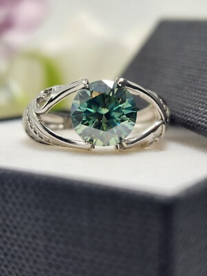 #ad #ad Green Moissanite Diamond Ring Sterling Silver 925 Size 6.75 AU $372.00