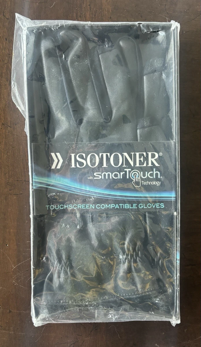 Isotoner Smartouch Mens Black Touchscreen Text GlovesPlush Lined Matrix Large