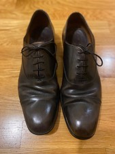Prada Men's Black/Brown undertones Cap Toe Lace-Up lDress Shoes US 10.5