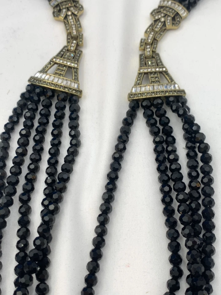 Collar Heidi Daus Deco Master Broche Negro Cuentas Facetadas 5 Hilos Foto 4 de 4