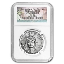 2014 1 oz American Platinum Eagle MS-70 NGC (WP Mint, ER) 2327.29 per troy oz